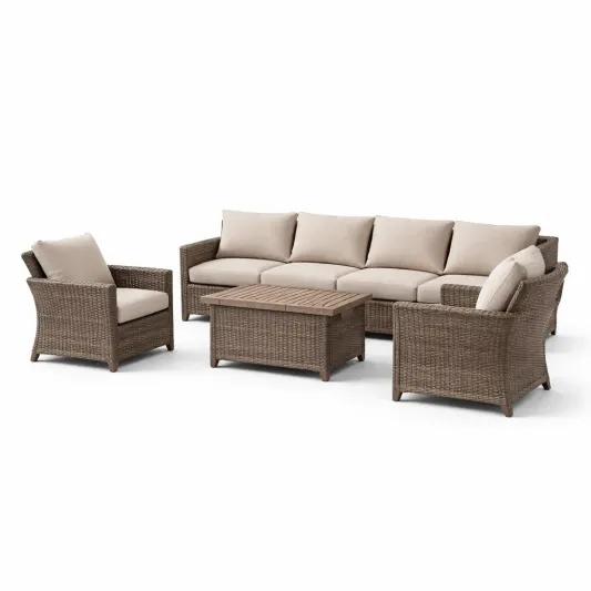 Polyrattan Gartenmöbelset Beige-furnzeta