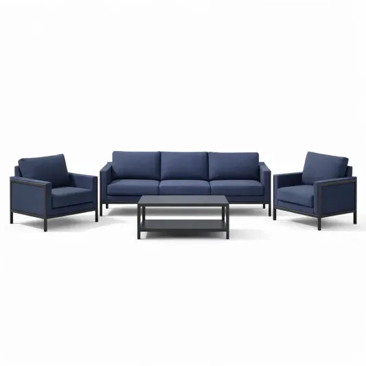 Aluminium Gartenmöbel Set 4-teilig Blau-furnzeta