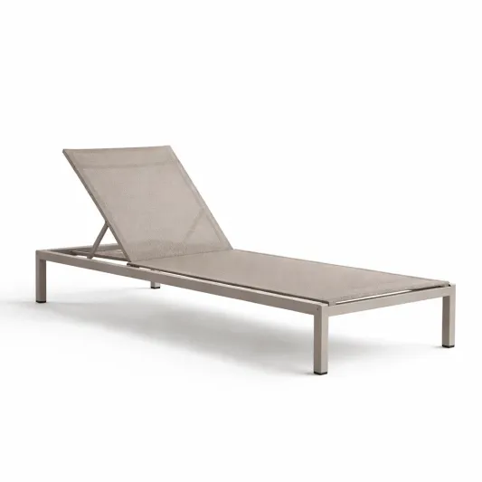 Aluminium Garten-Liegestuhl mit Textilene Beige-furnzeta