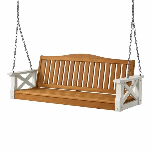 Massivholz-Schaukelbank mit Stahlketten 150 cm-furnzeta