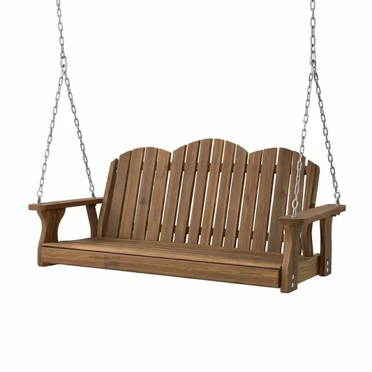 Holzschaukelbank aus Kiefer 120cm Braun-furnzeta