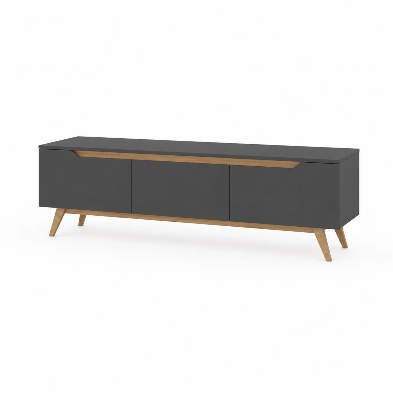 Szafka RTV antracytowa z drewna i płyty MDF 180x40x46 cm