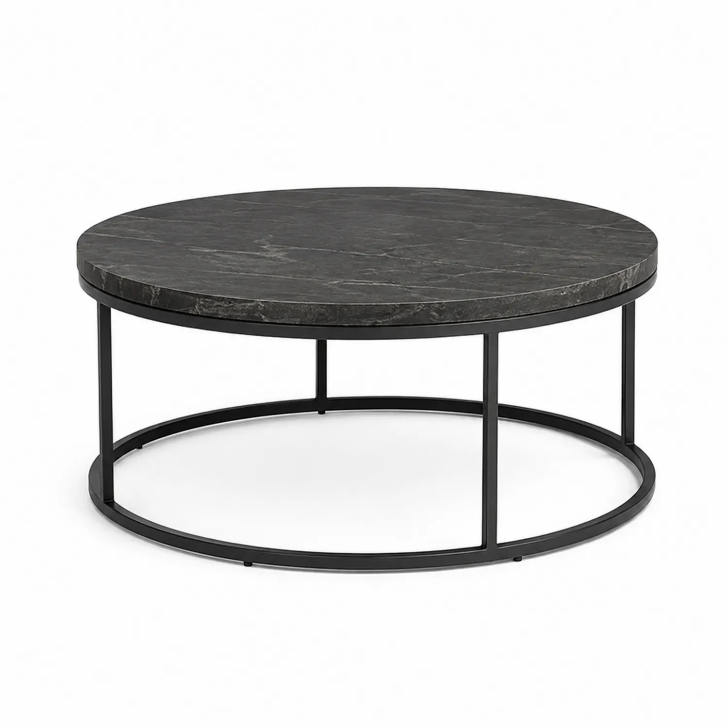 Okrągły stolik kawowy z marmurem i metalem, 80 cm