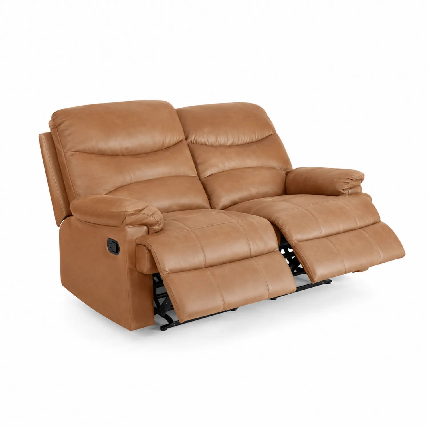Dwuosobowa sofa rozkładana z brązowej skóry ekologicznej