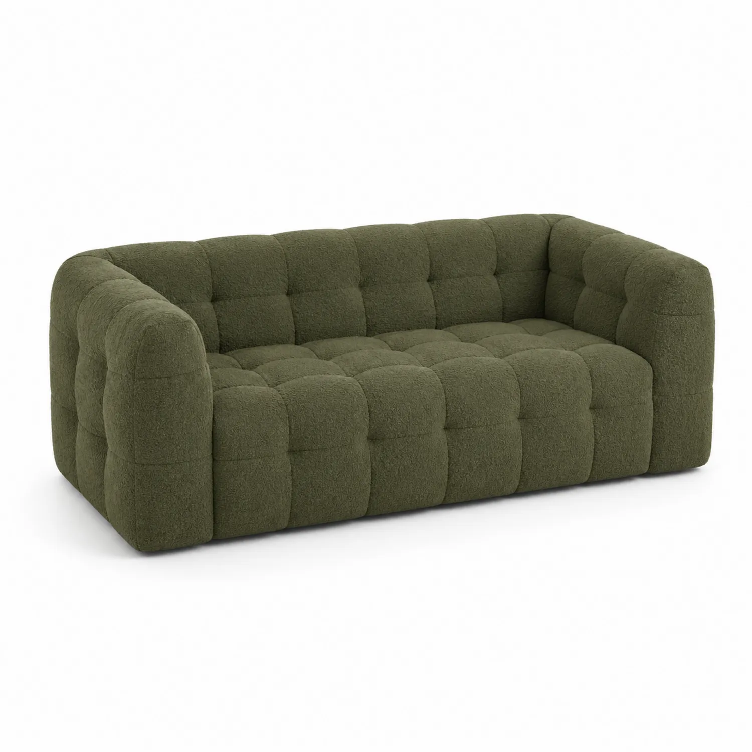 Zielona sofa trzyosobowa z tkaniny Boucle