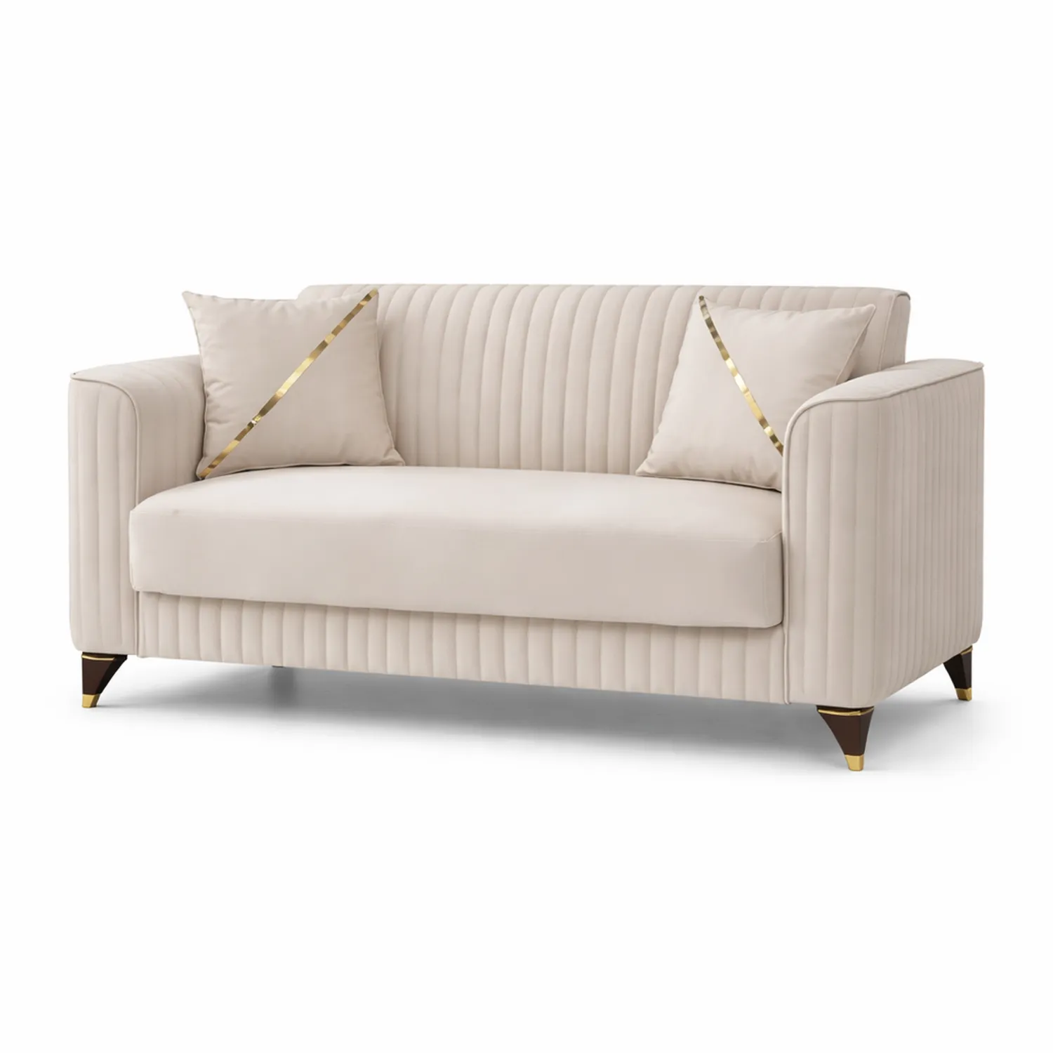 Sofa aksamitna dwuosobowa Kremowa