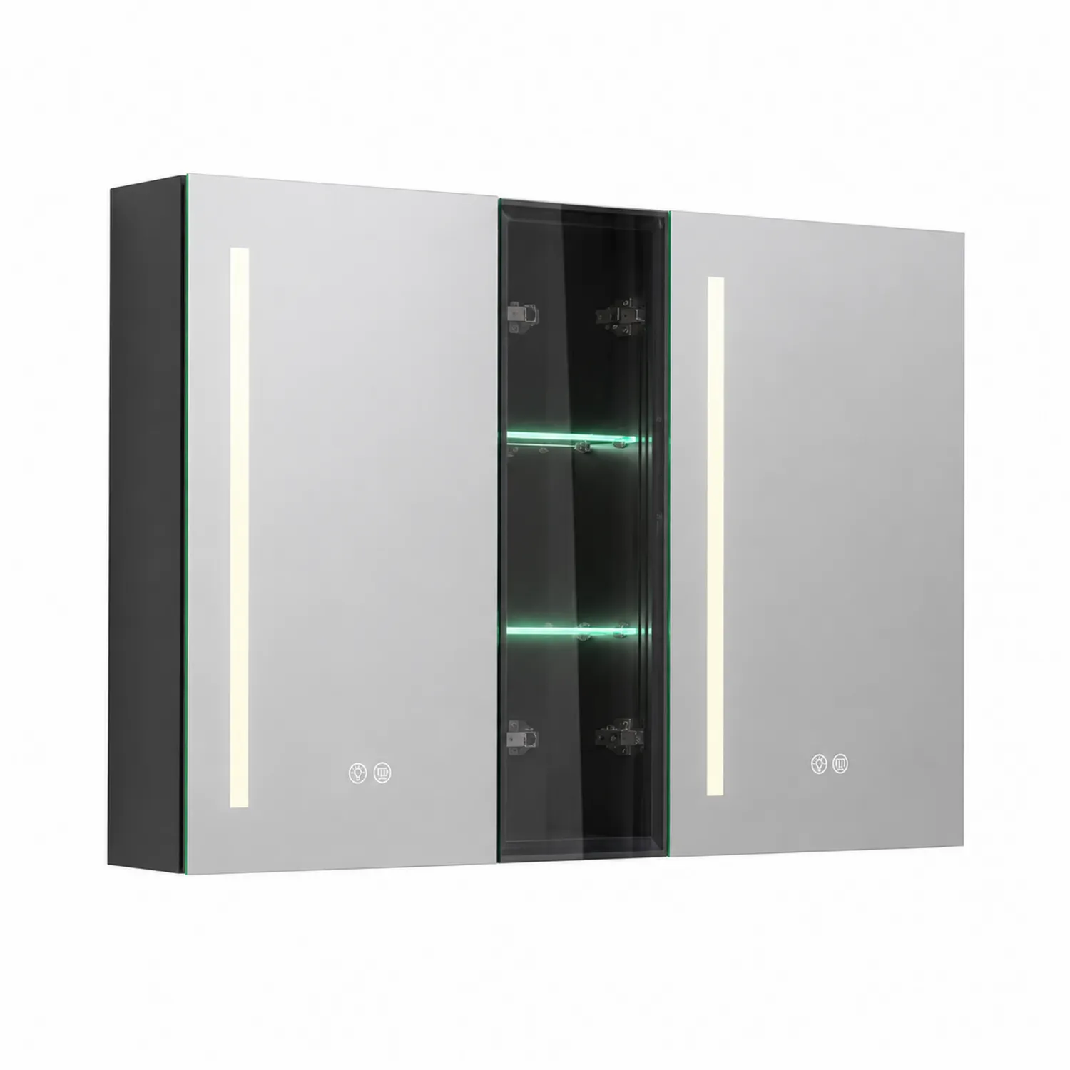 Szafka łazienkowa z lustrem LED szkło hartowane MDF 100x72x15 cm