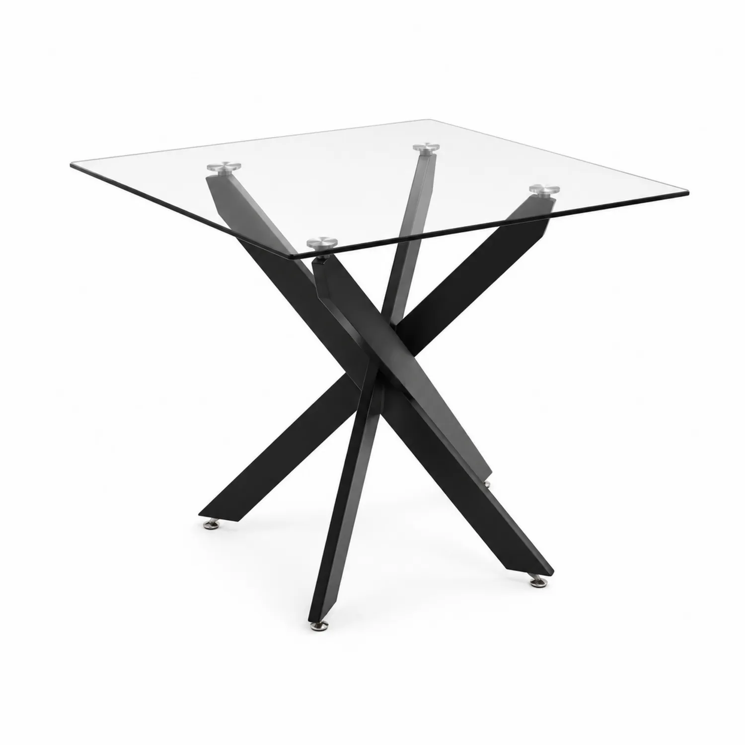 Stolik kawowy szklany z metalową podstawą 80x80 cm