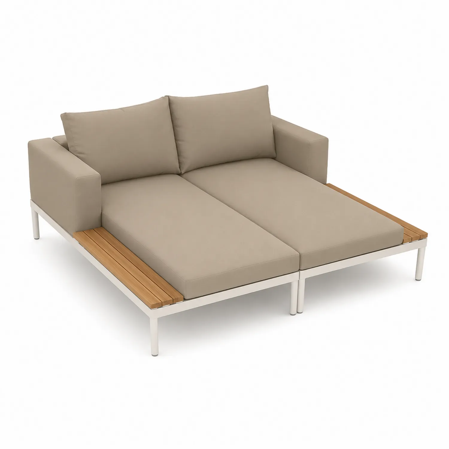 Dwuosobowa sofa z aluminium i drewna 200x160x90 cm