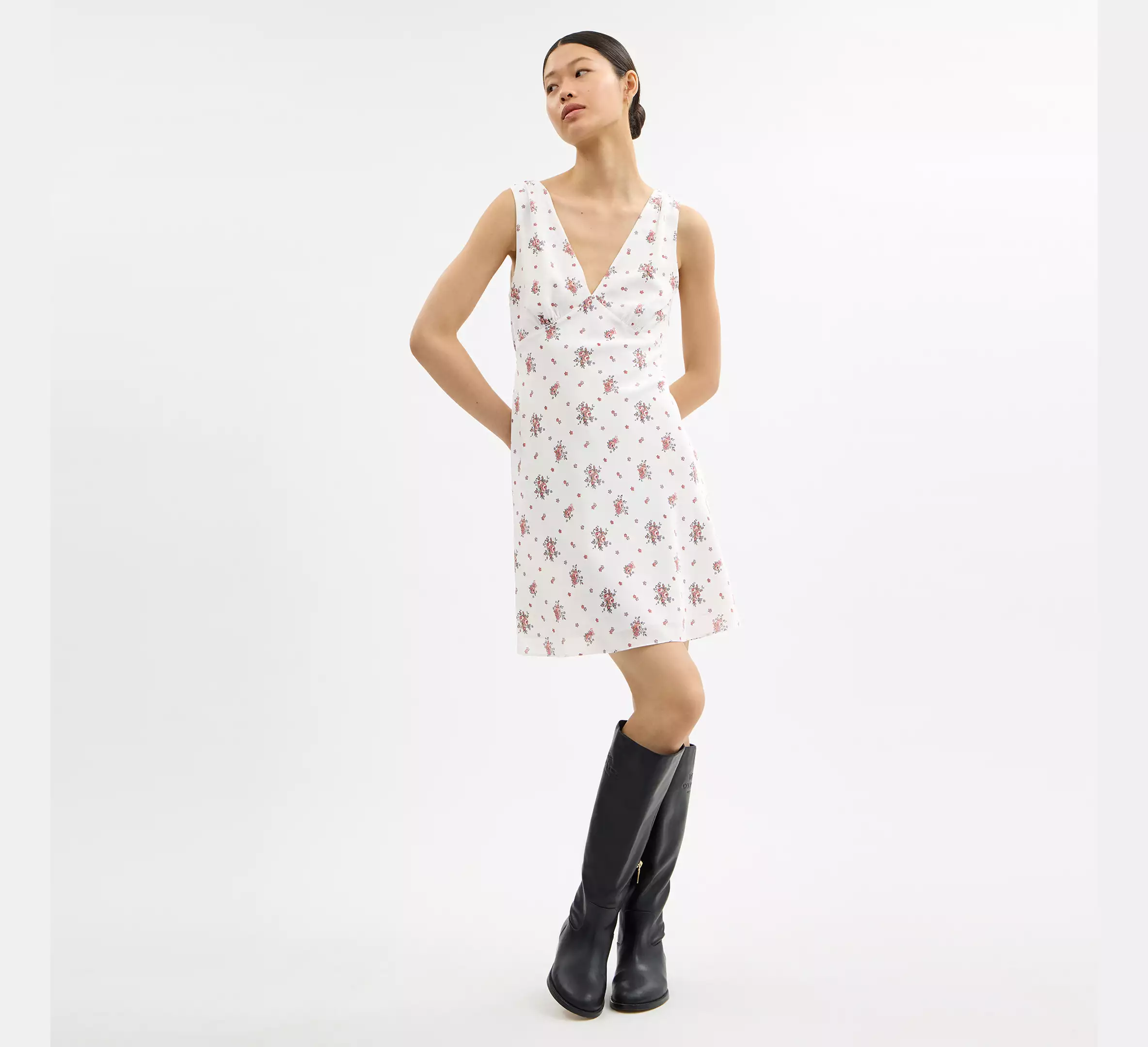 Spring Blossom Print Silk Dress
