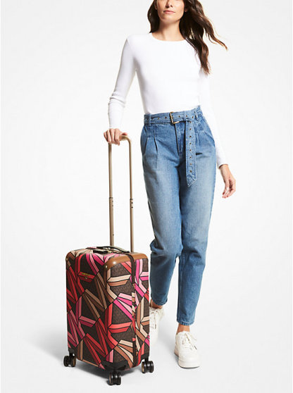 Jet Set Travel Small Graphic Logo Suitcase - BROWN MULTI