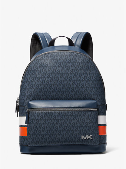Rivington Striped Signature Logo Stripe Backpack - ADMRL/PLBLUE