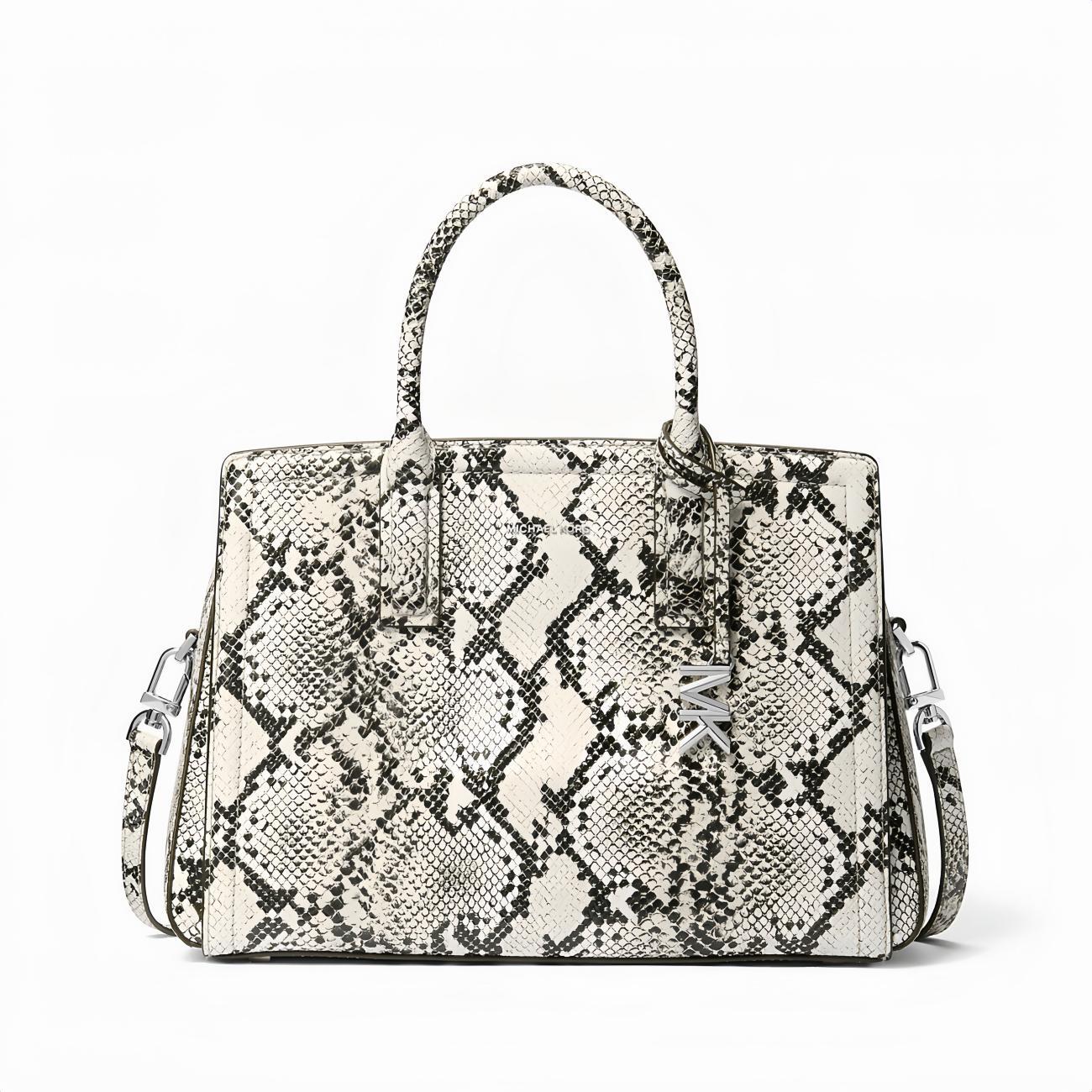 Laila Medium Snake Embossed Leather Satchel