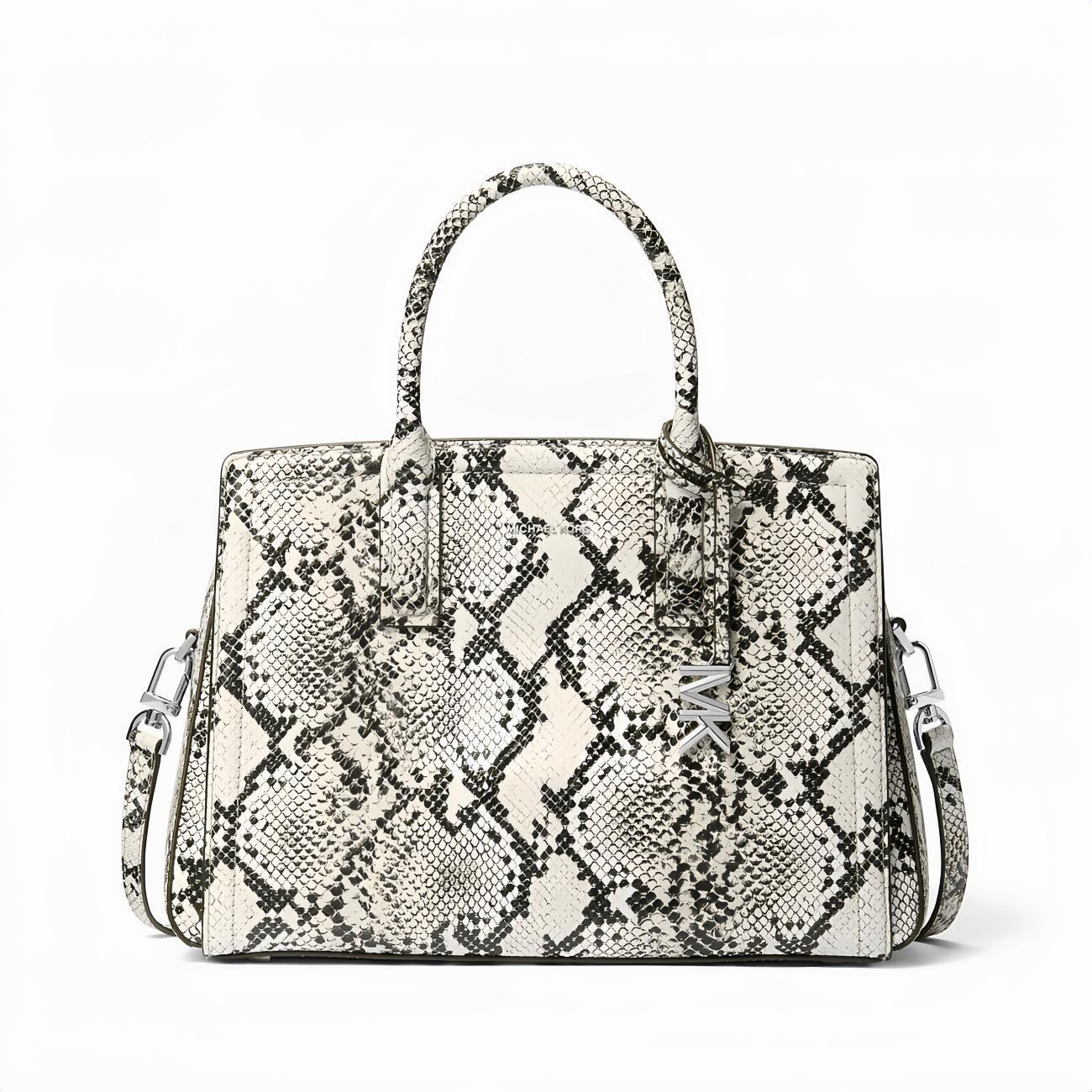 Laila Medium Snake Embossed Leather Satchel