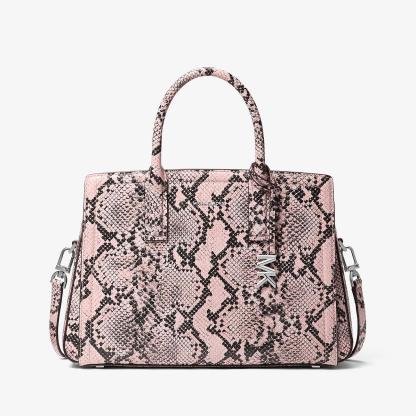 Laila Medium Snake Embossed Leather Satchel