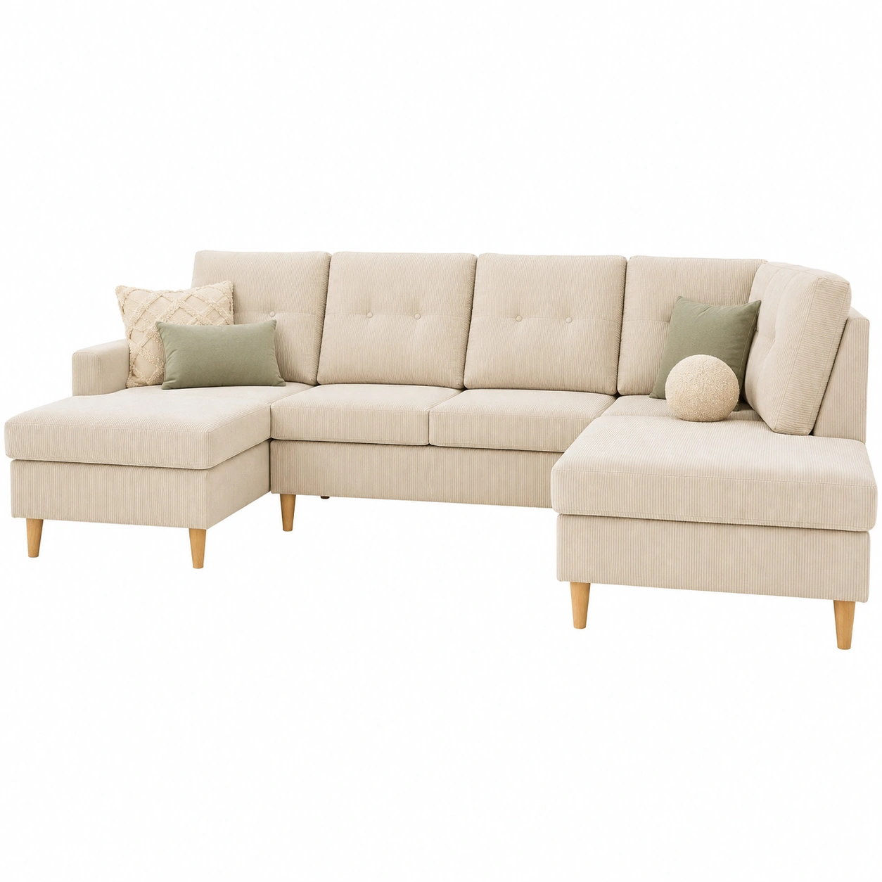 Sofa modular beige de pana estilo nordico-zenithfurni