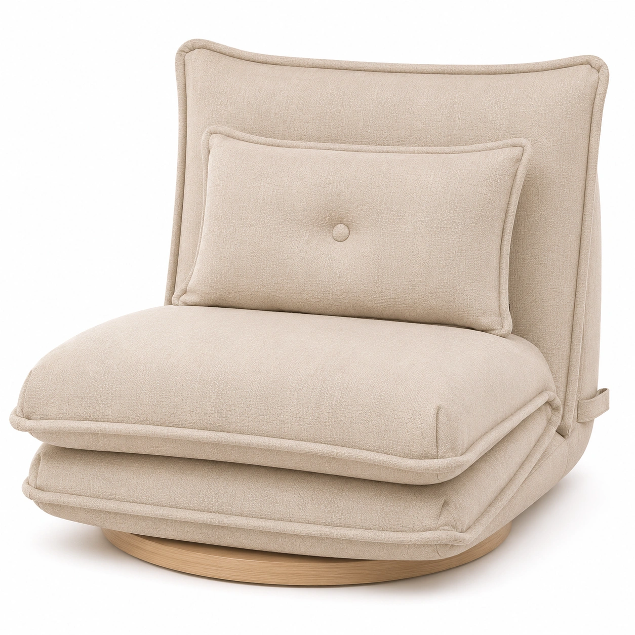 Sillon giratorio acolchado beige elegante-zenithfurni