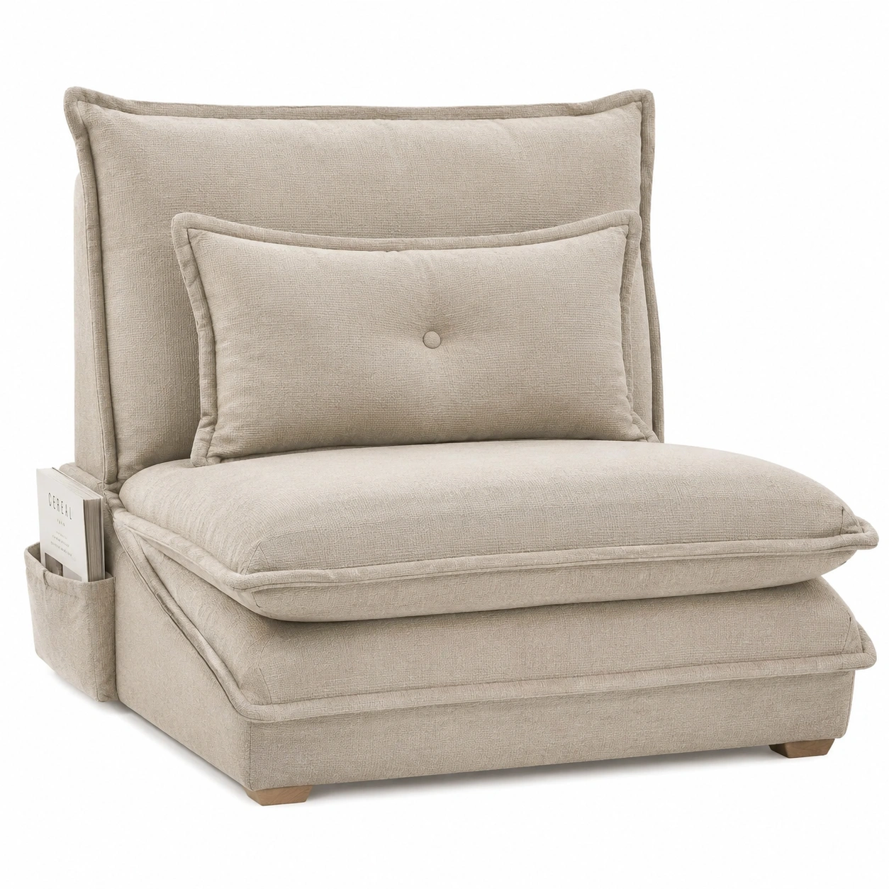 Sillon plegable acolchado beige compacto-zenithfurni