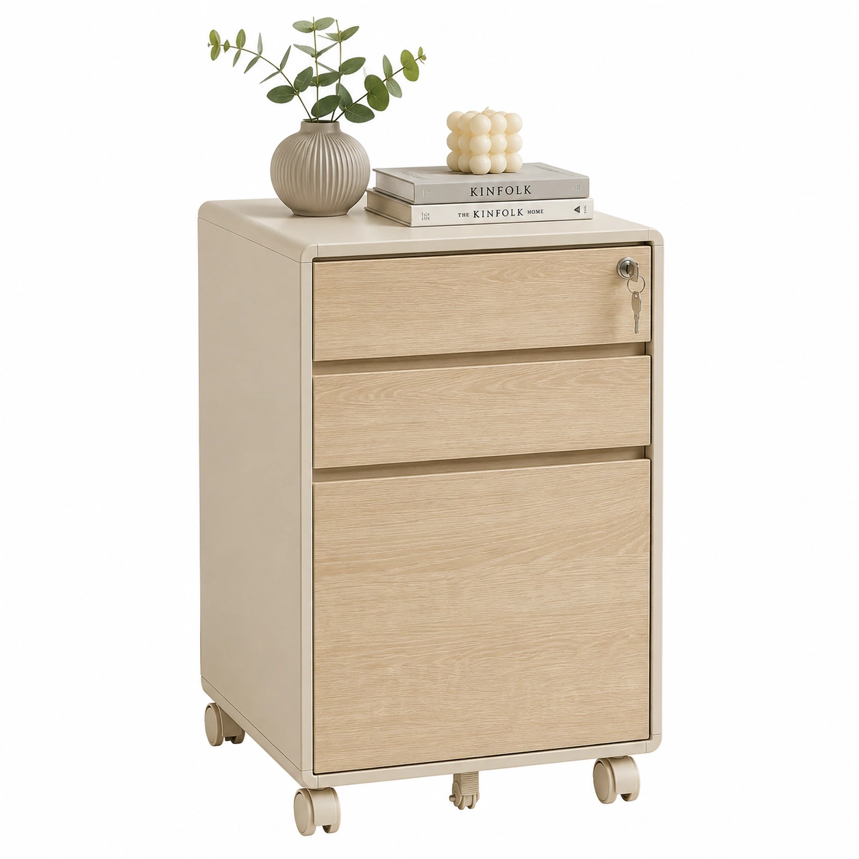 Cajonera movil moderna efecto madera clara-zenithfurni