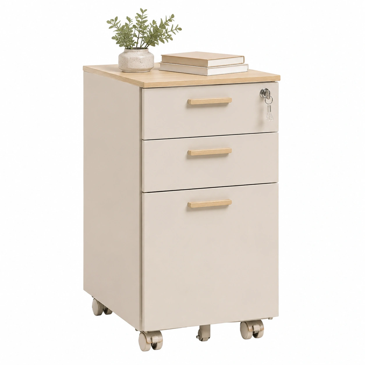 Cajonera Movil Minimalista Beige Claro-zenithfurni