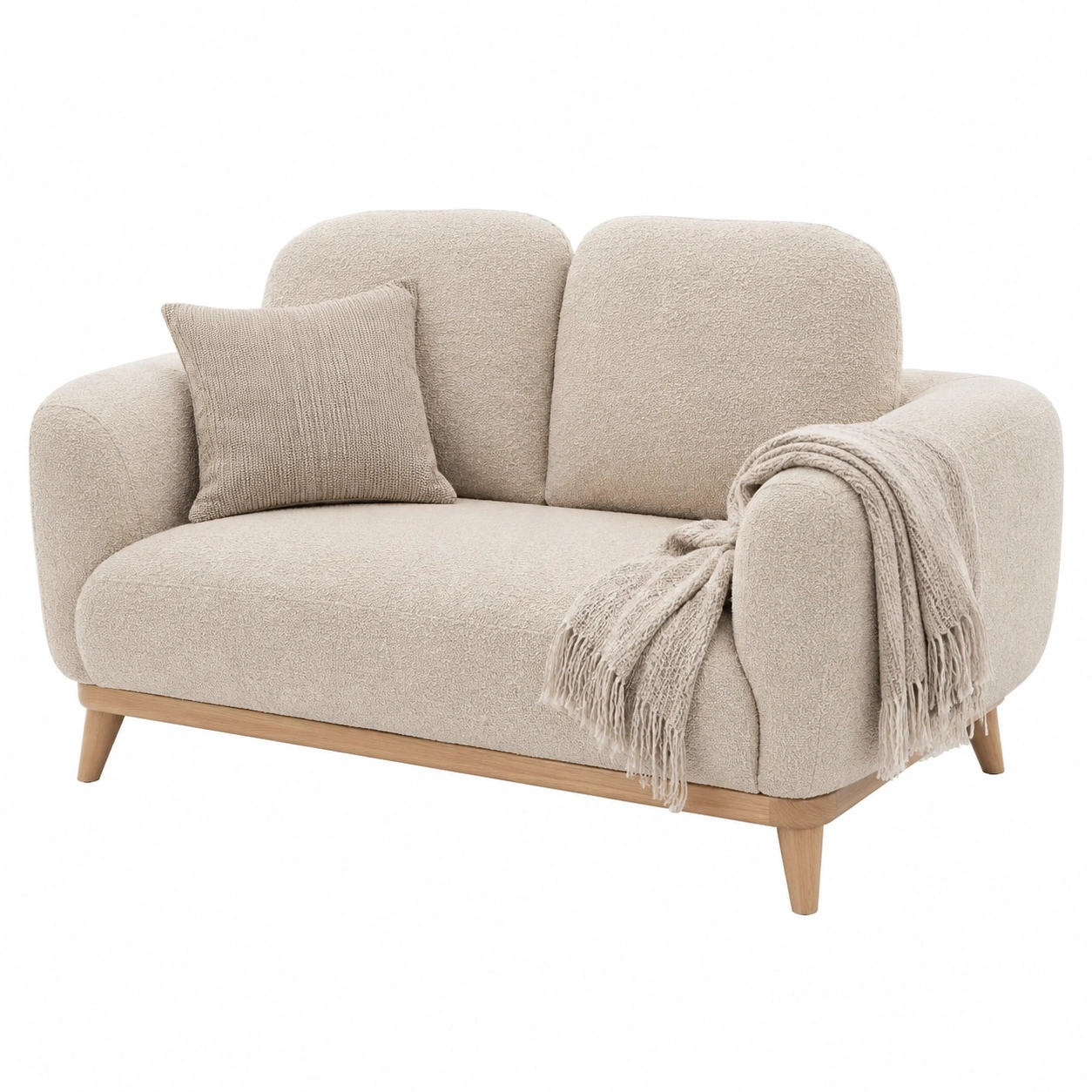 Sofa de dos plazas acogedor con manta-zenithfurni