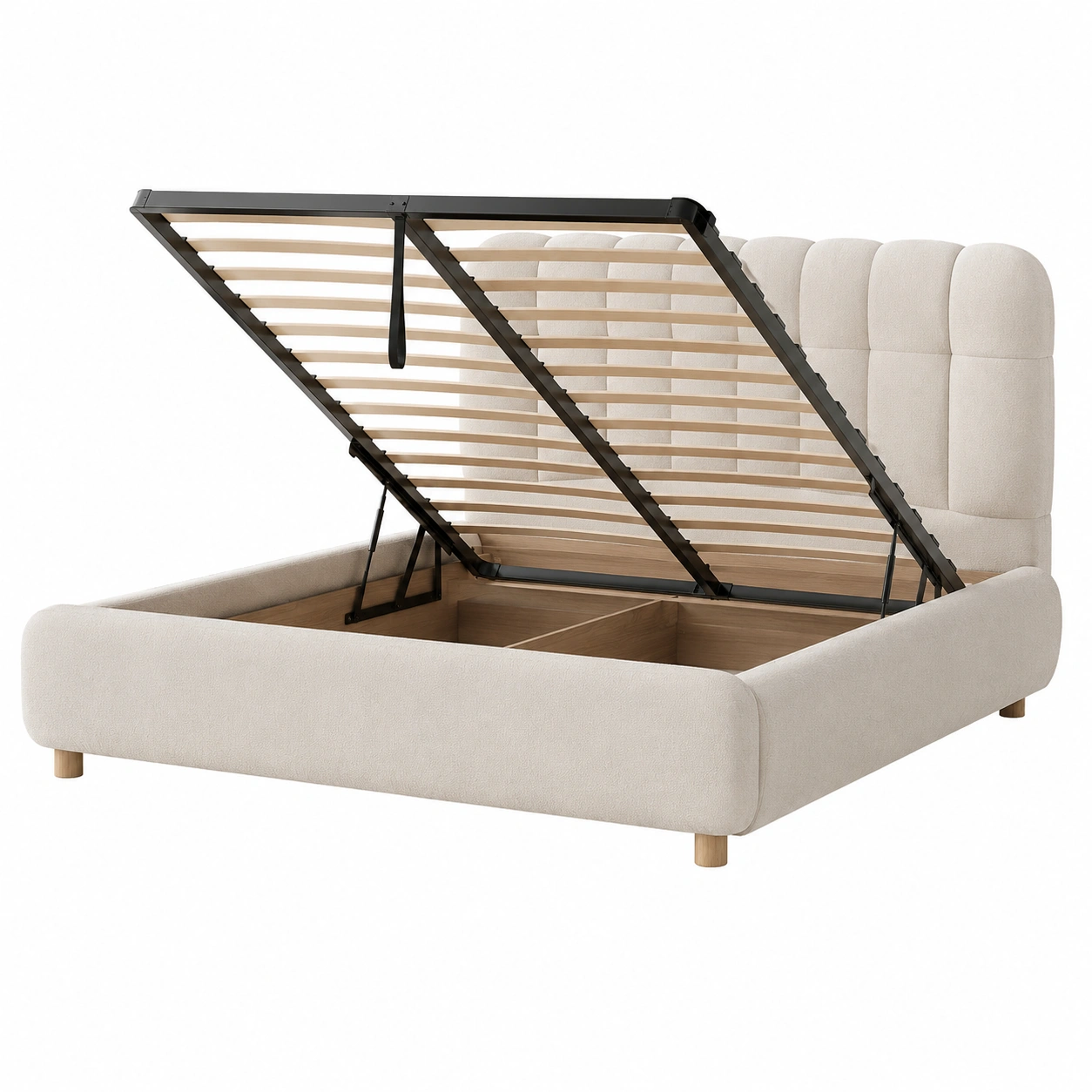 Cama con Cajones Tapizada y Bordes Curvos-modveraliving