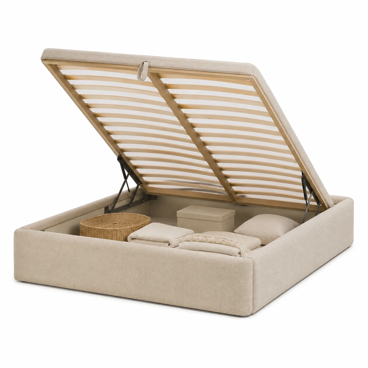Cama canape tapizada beige para dormitorio sereno-modveraliving
