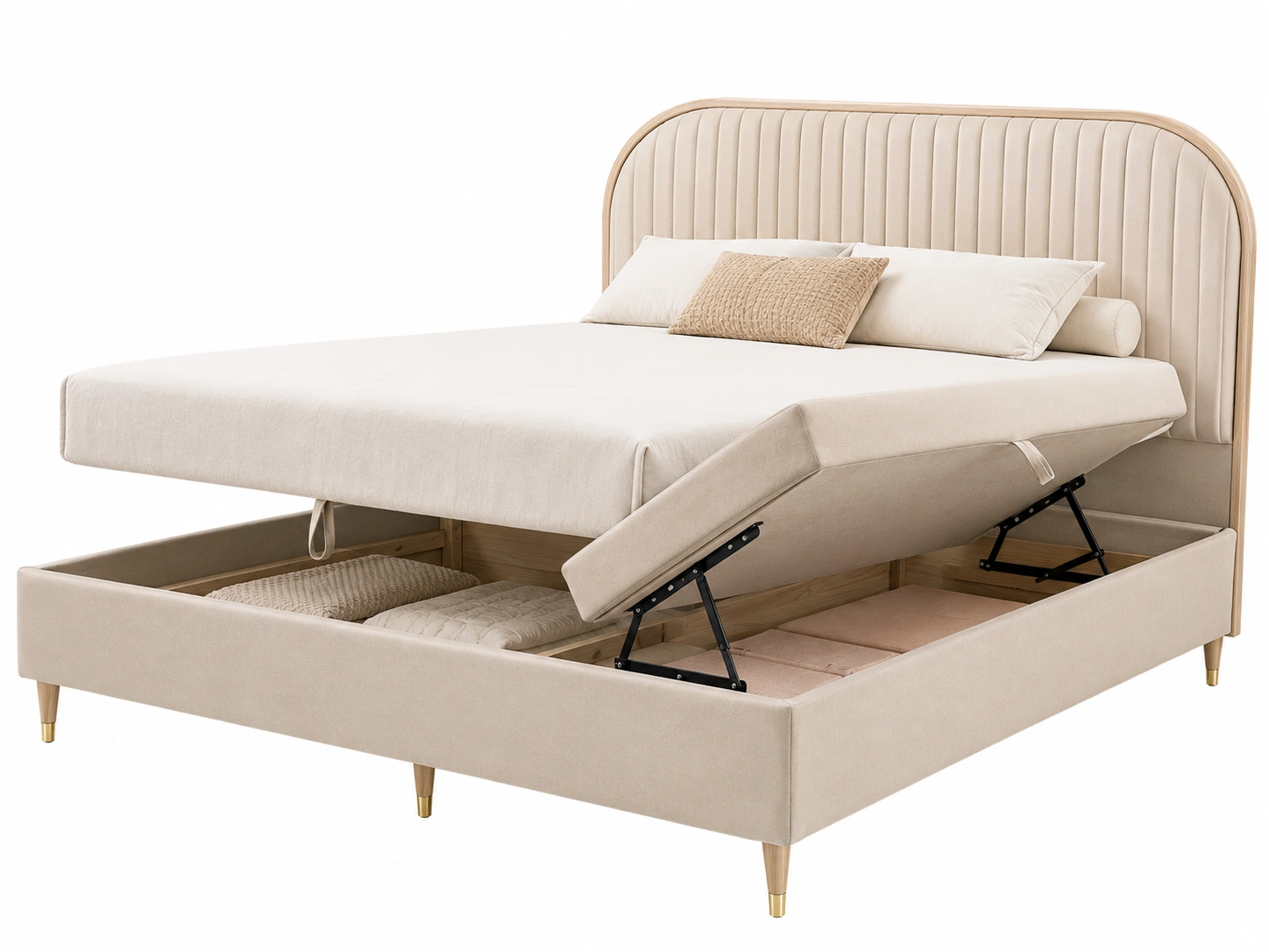 Cama doble tapizada con almacenaje Siena-modveraliving