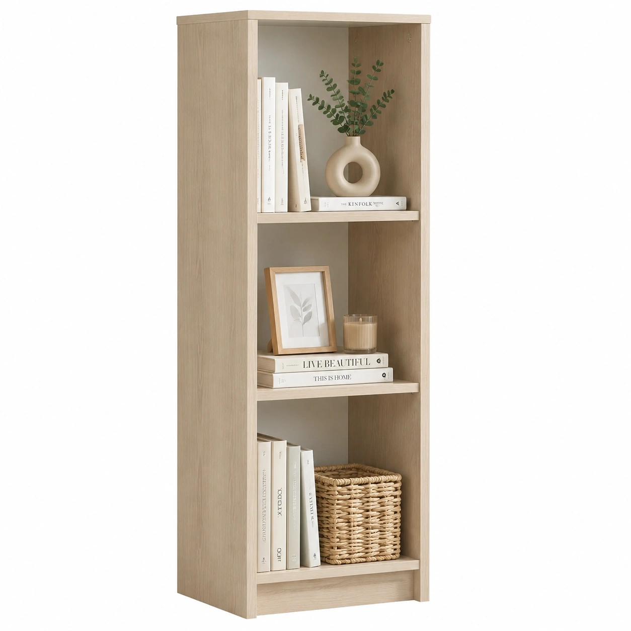 Librero Alto Moderno en Madera Natural-modveraliving