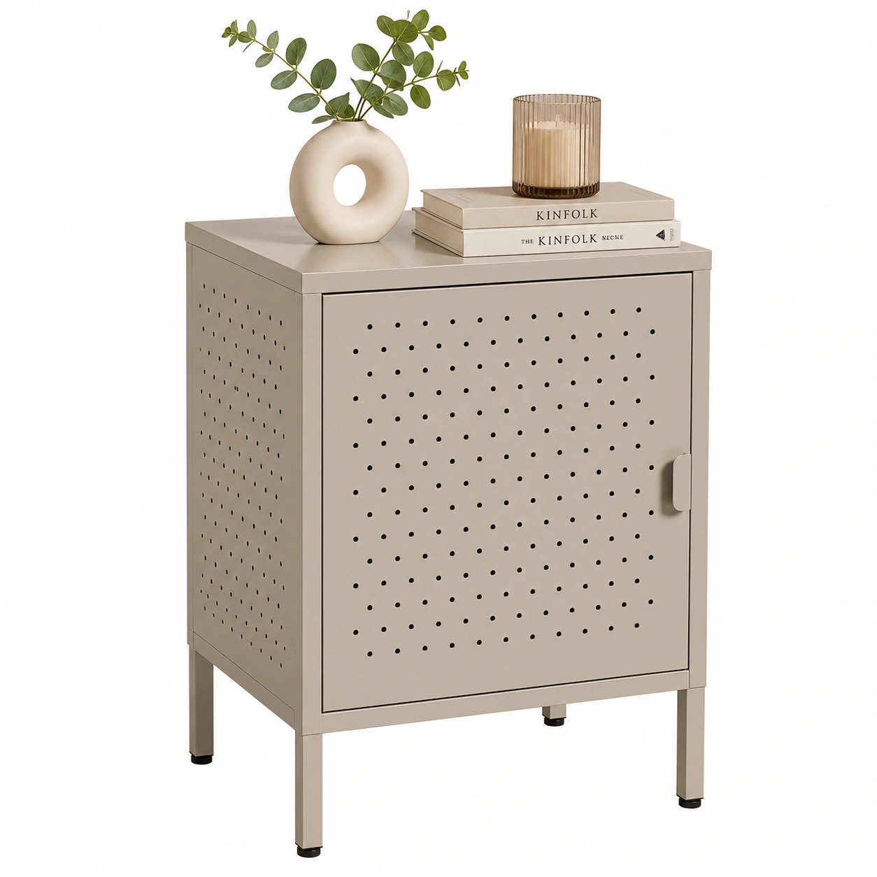 Mesita Auxiliar Metalica Beige Minimalista-modveraliving