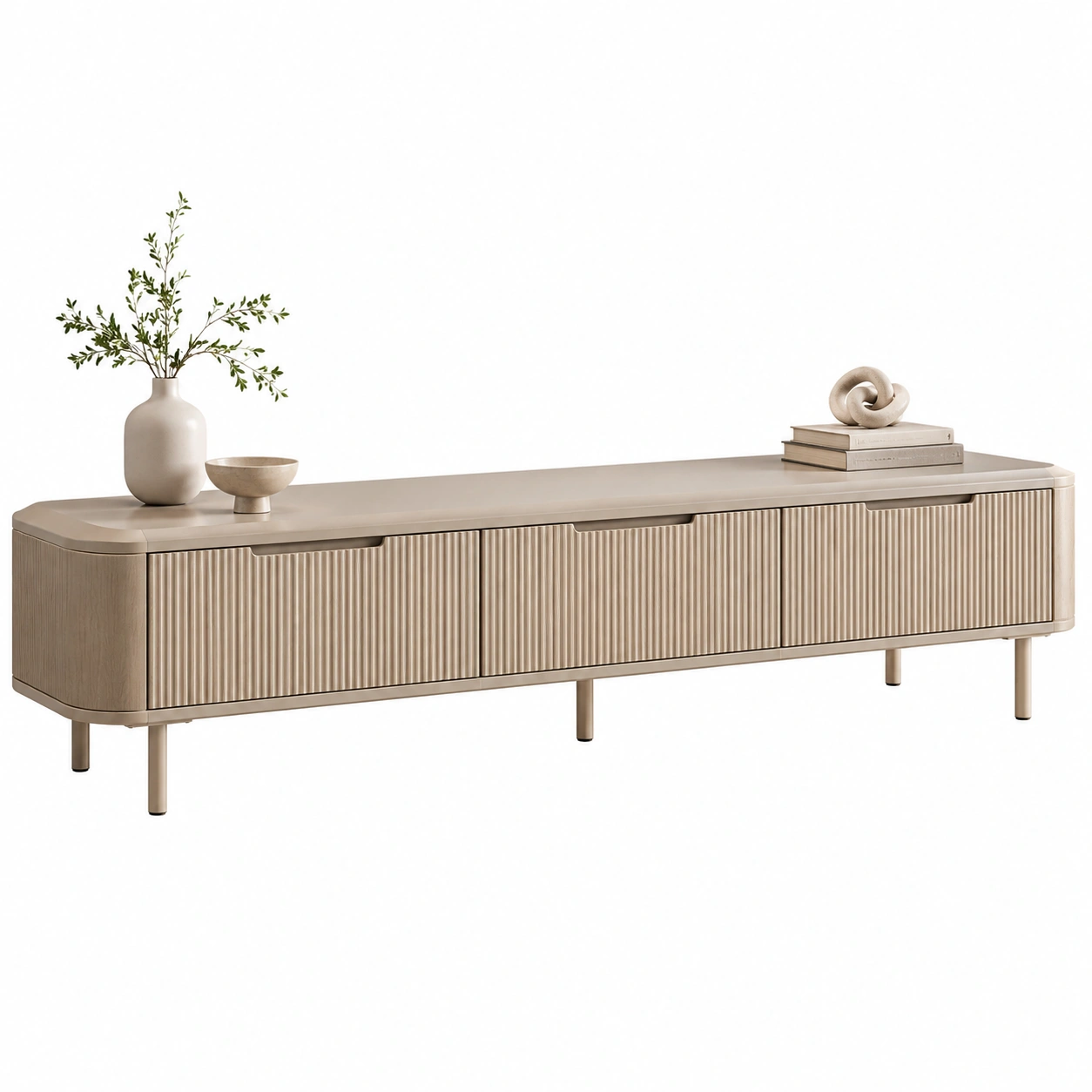 Mueble bajo moderno beige con puertas acanaladas-modveraliving