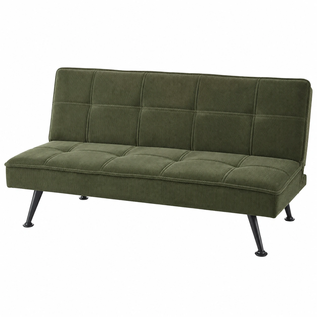 Sofa cama reclinable tapizado en pana verde oscuro con estructura compacta moderna-modveraliving