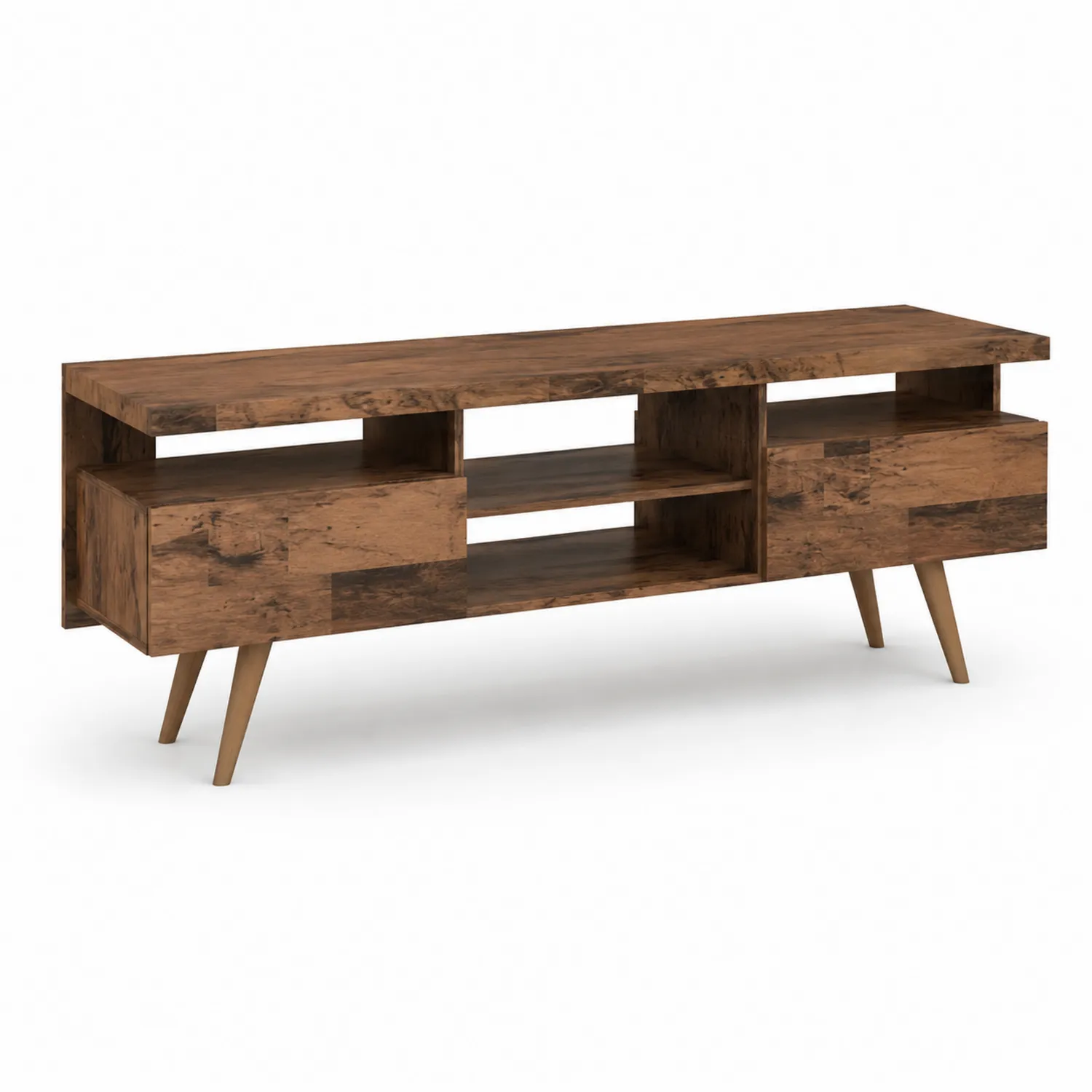 Mueble de TV de MDF con chapa de roble 180x40x55 cm