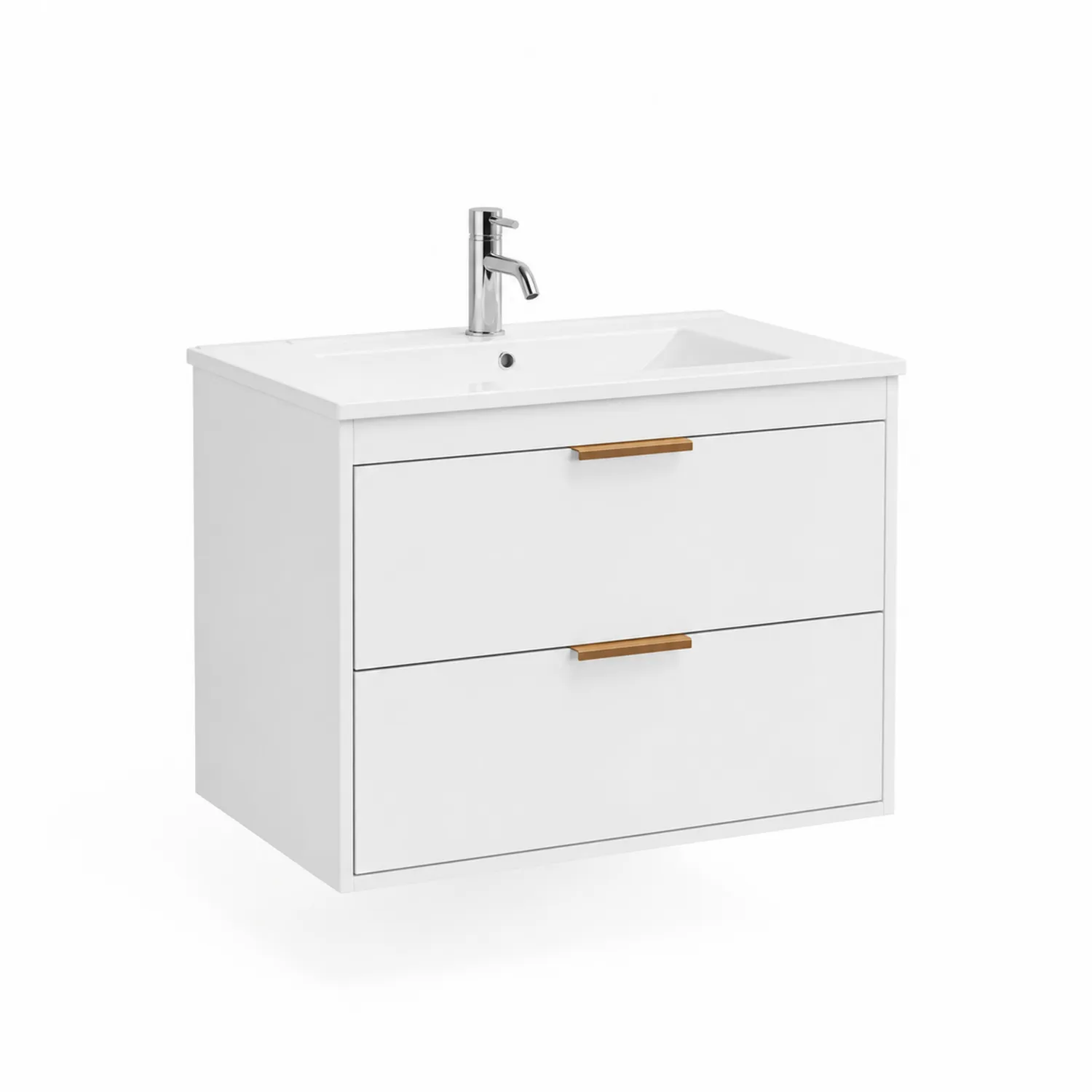 Mueble de lavabo de MDF Blanco con tiradores de Madera 60x45x55 cm