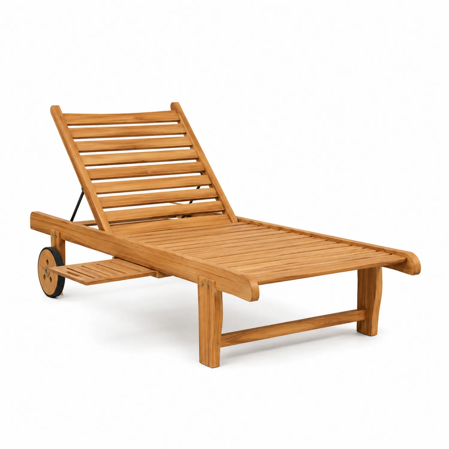 Tumbona de Madera de Teca Ajustable con Ruedas