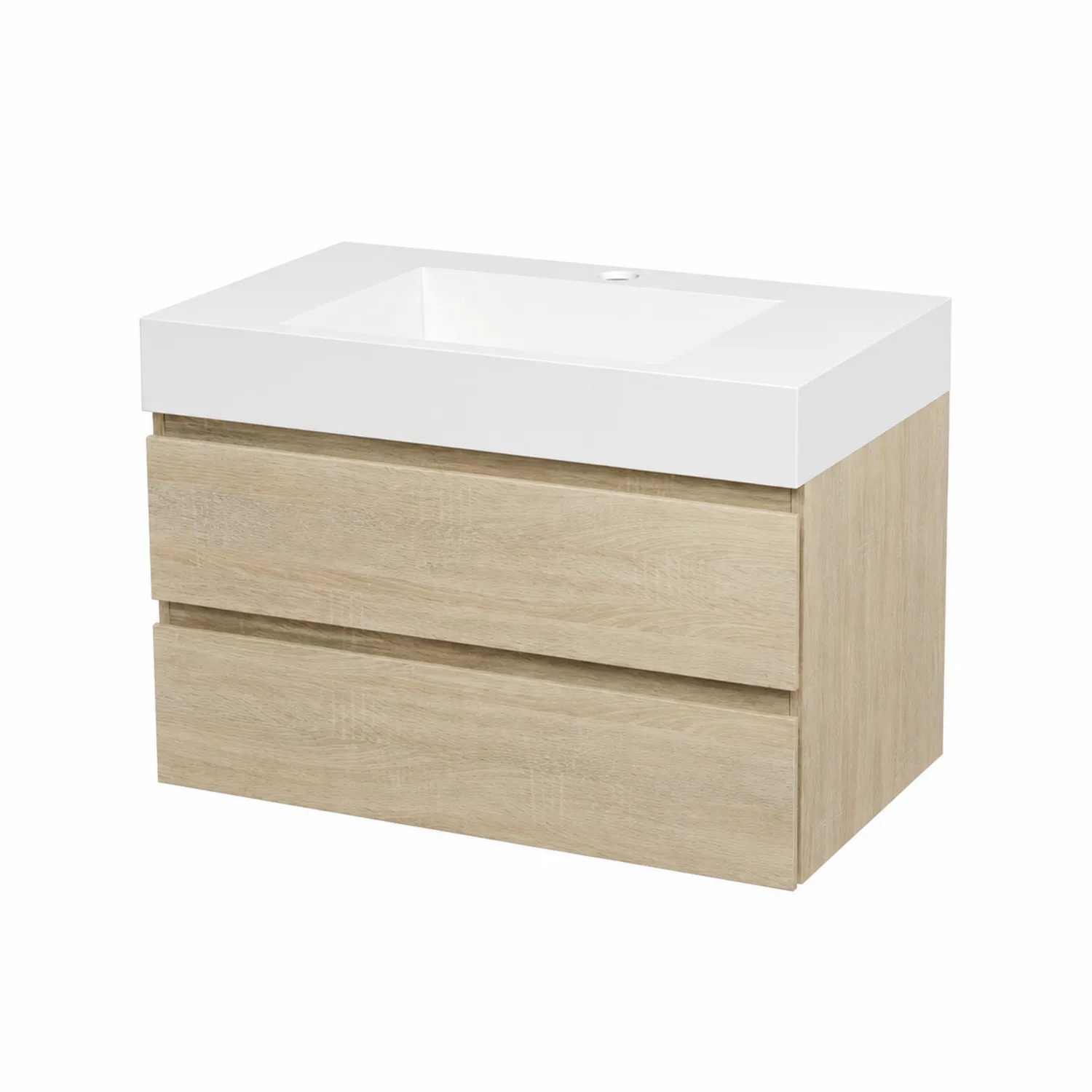 Mueble de baño con dos cajones y lavamanos de cerámica