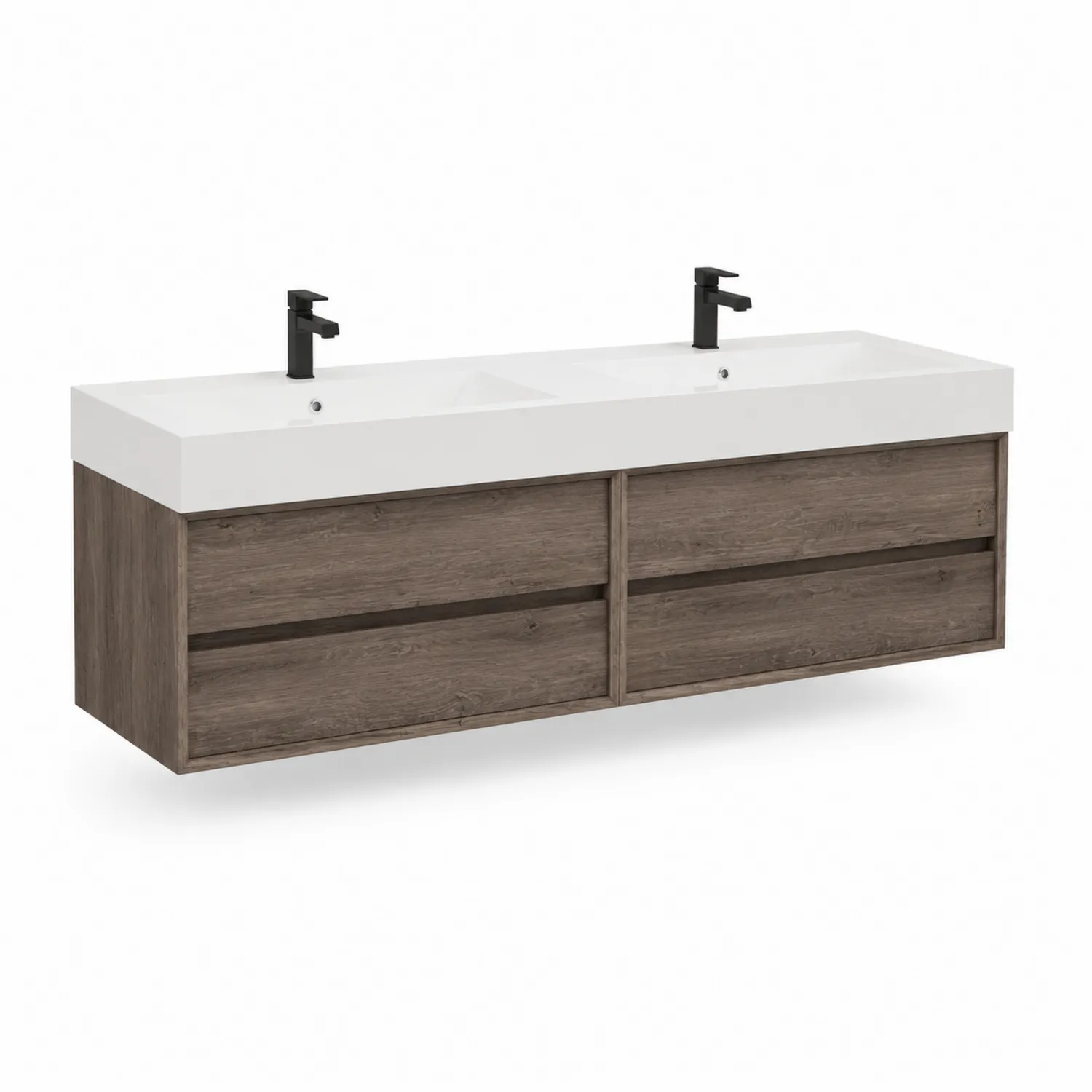 Mueble de lavabo de madera y cerámica con doble lavabo 120x45x50 cm