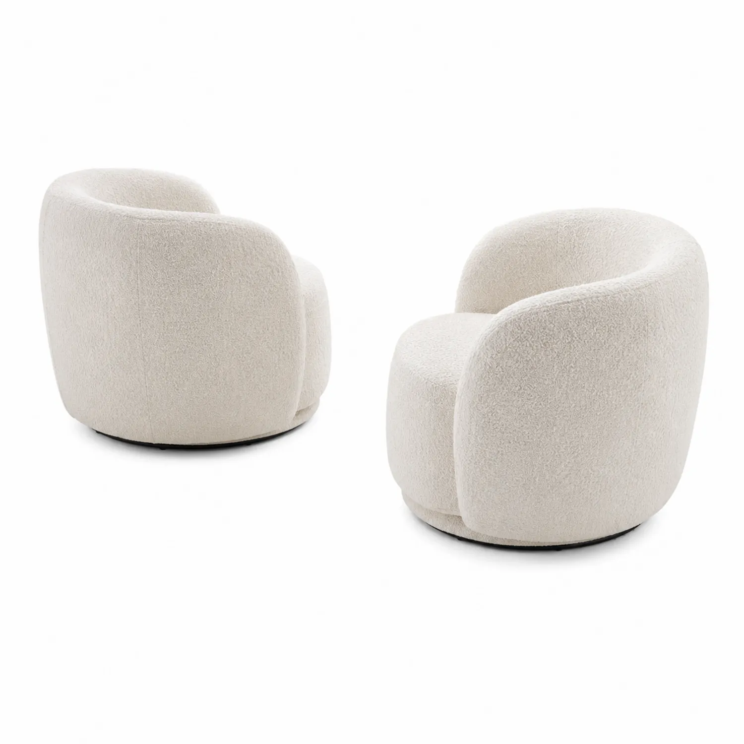 Pareja de Sillas Giratorias de Tela Bouclé Beige
