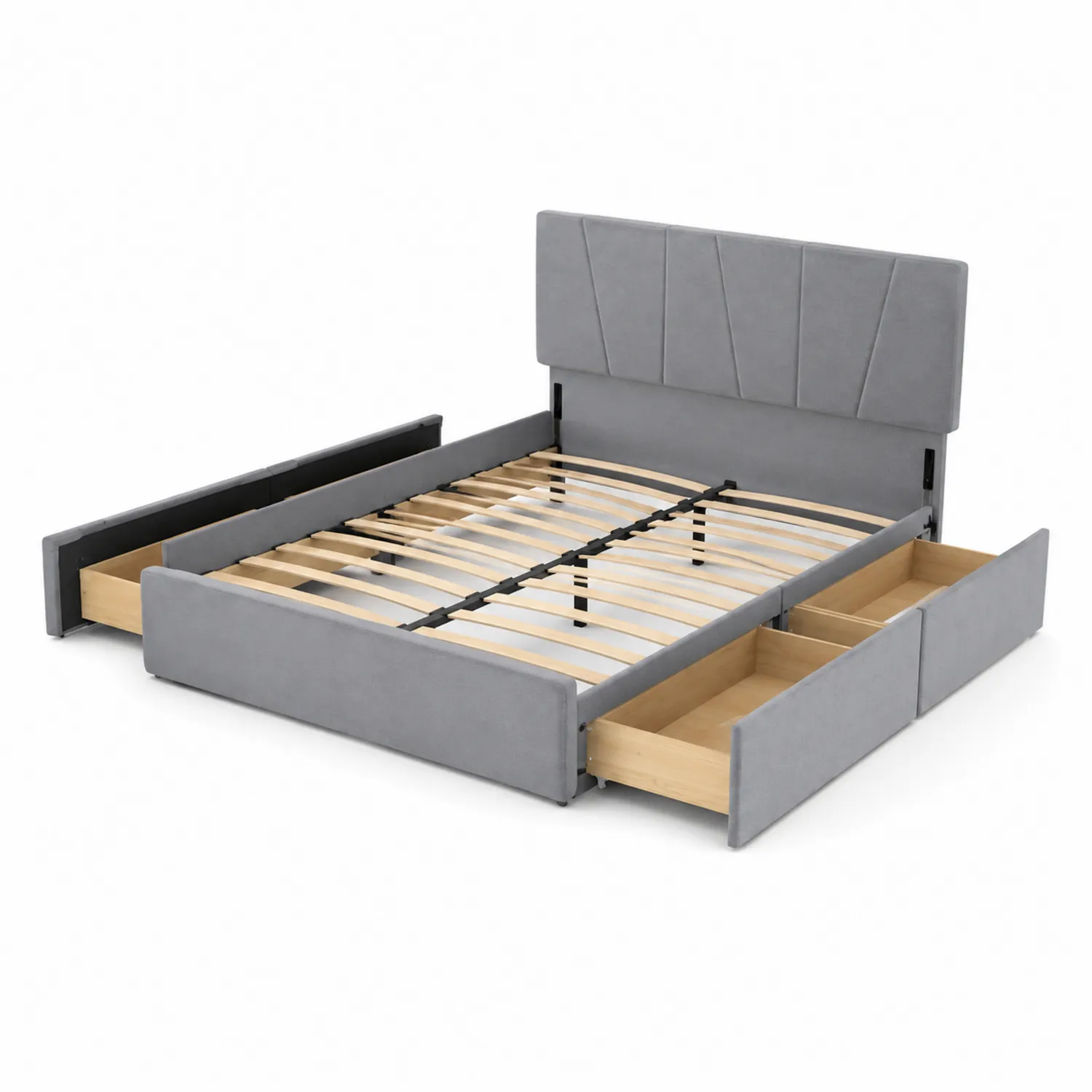 Cama de Madera con Almacenamiento Gris 200x150 cm
