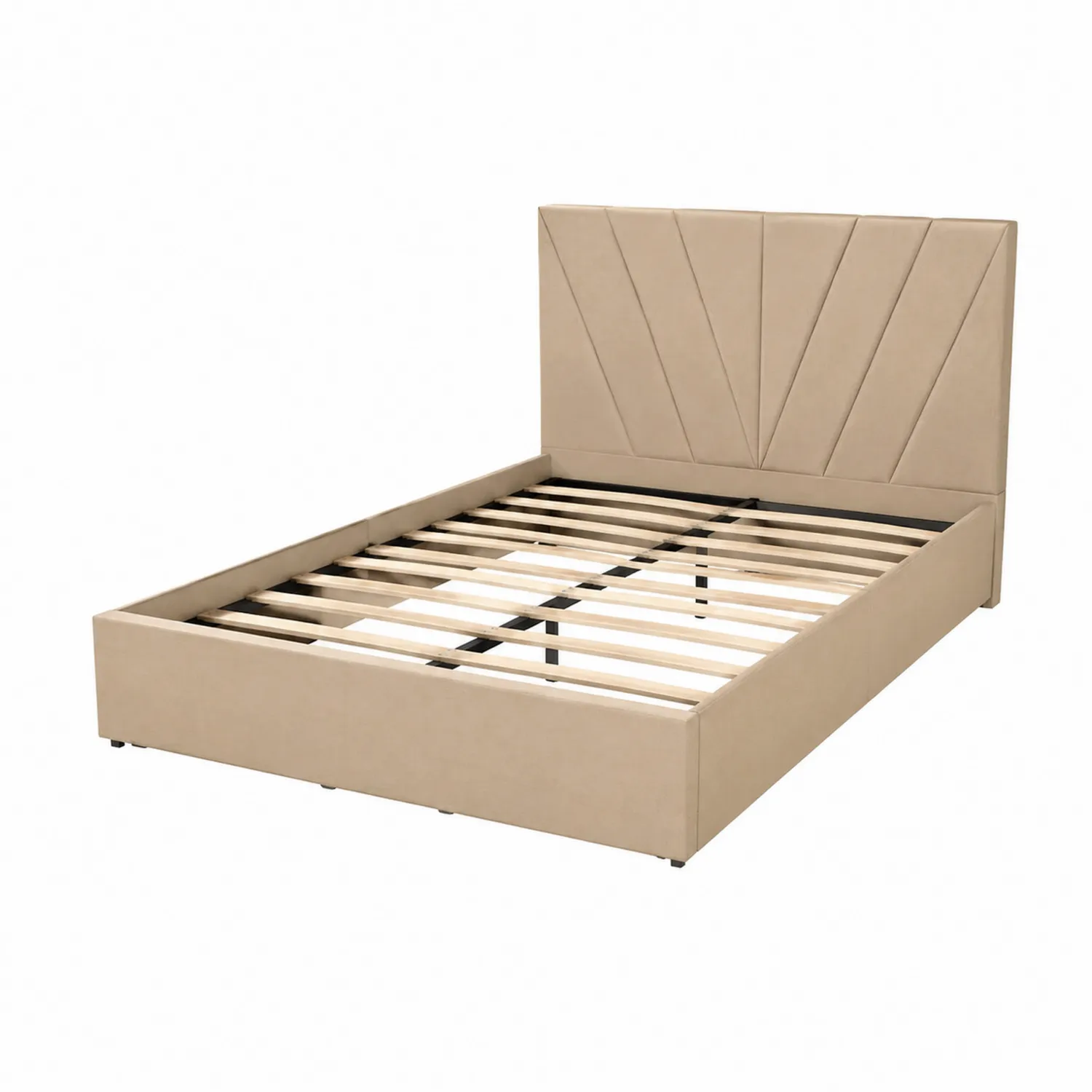 Cama de madera tapizada beige 200x160 cm