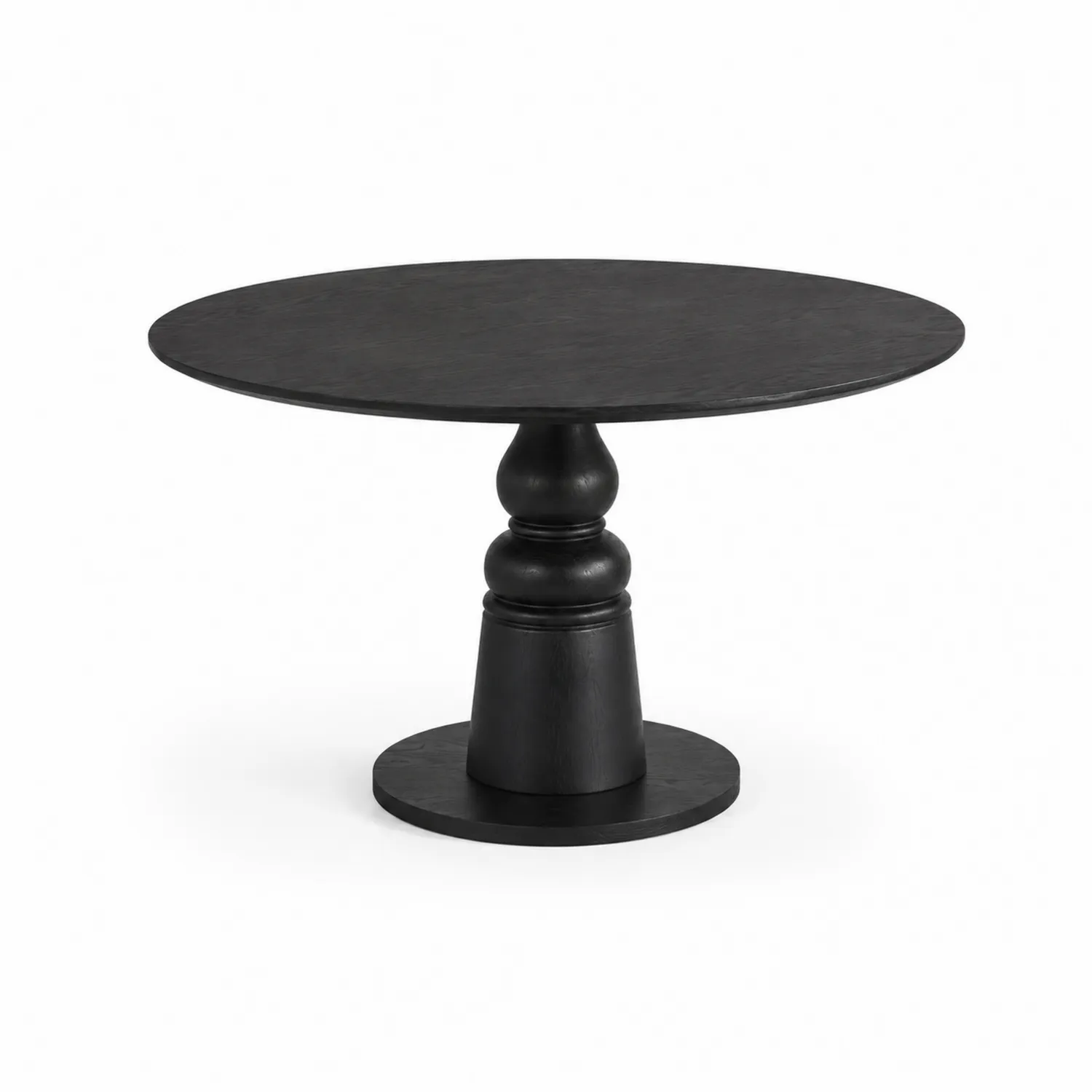 Mesa redonda de madera negra con base sólida 120 cm