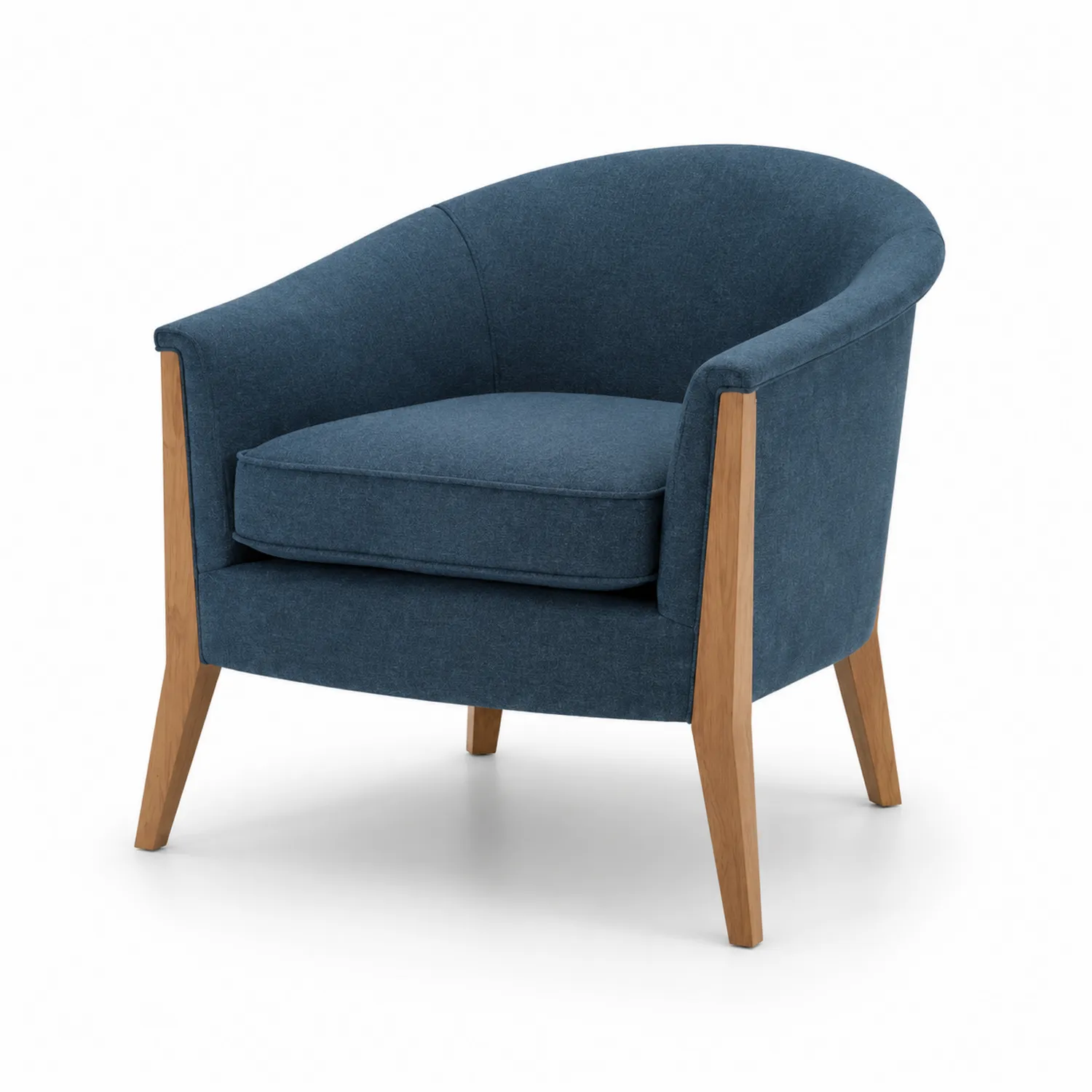 Silla de Madera con Tapizado de Tela Azul