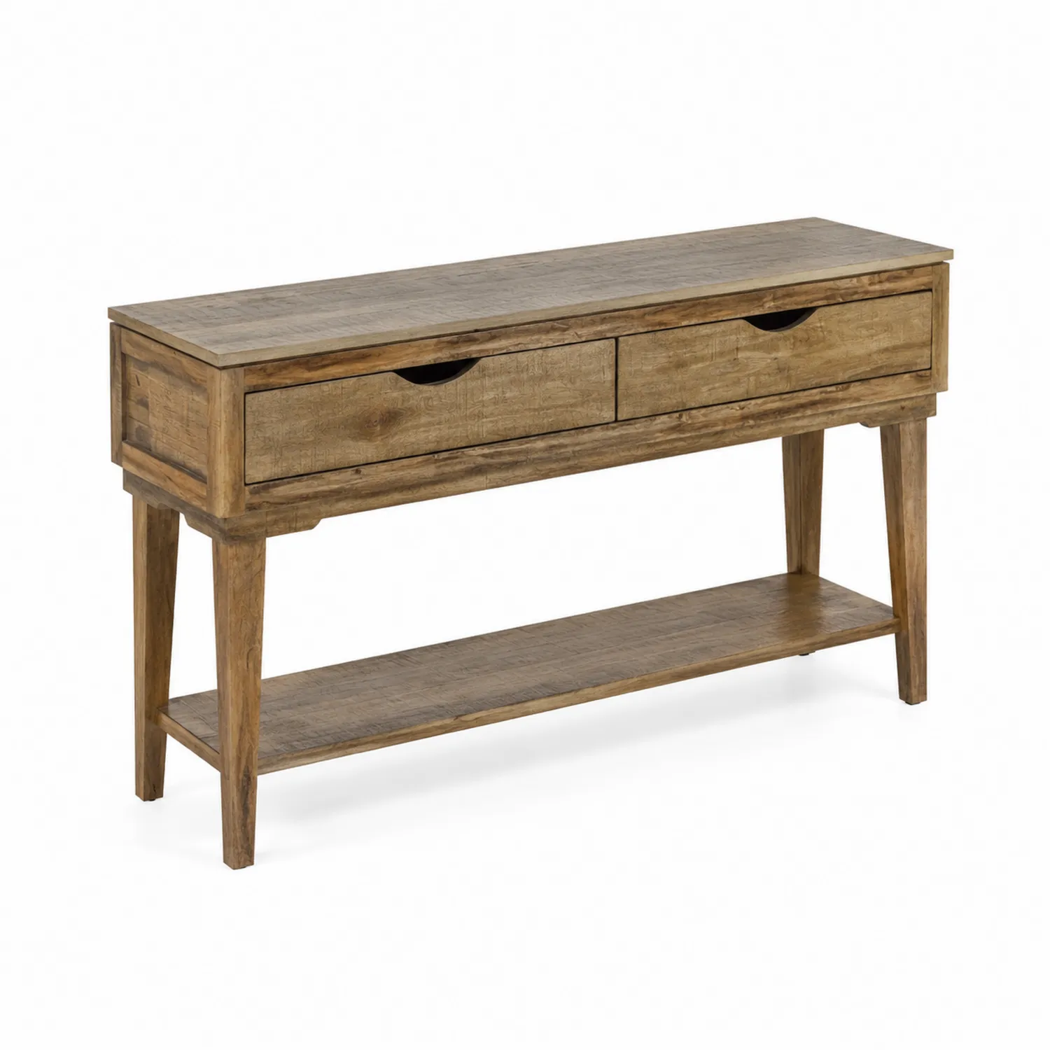 Mesa consola de madera maciza con 2 cajones