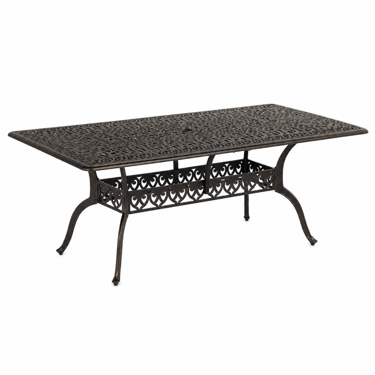 Mesa de jardín de aluminio fundido decorativa 180x90x70 cm Negro