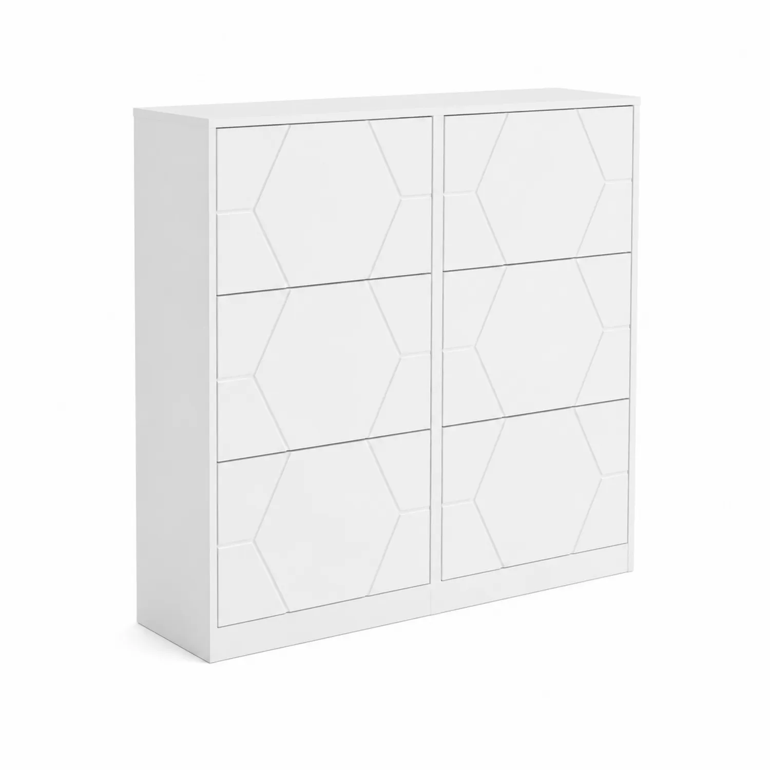 Zapatero de MDF con diseño hexagonal blanco