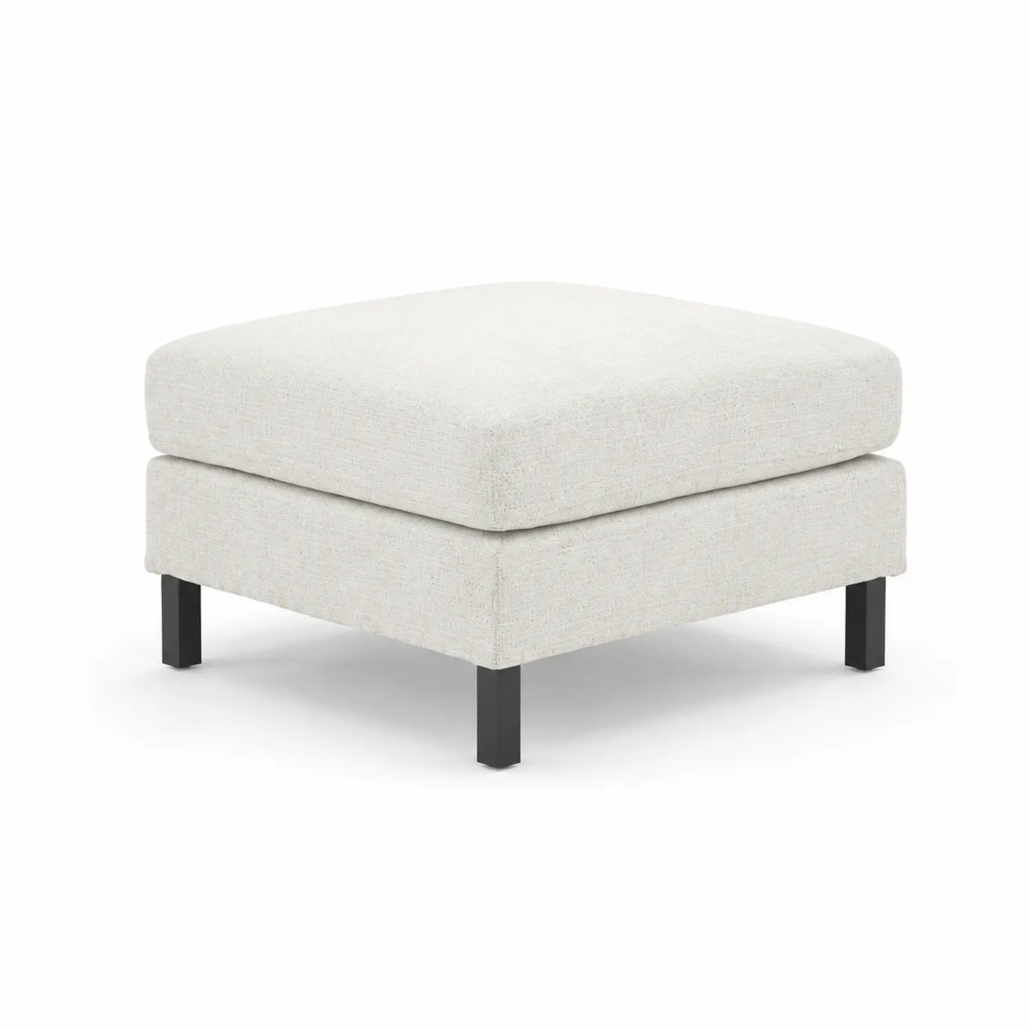 Puf cuadrado de lino beige 60x60x40 cm patas de metal negras