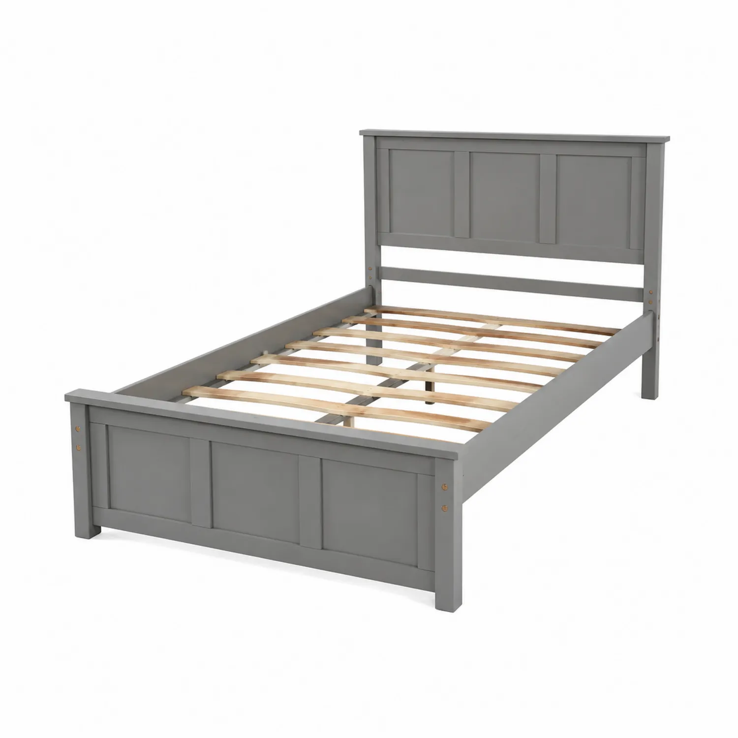 Cama doble de madera de pino Gris