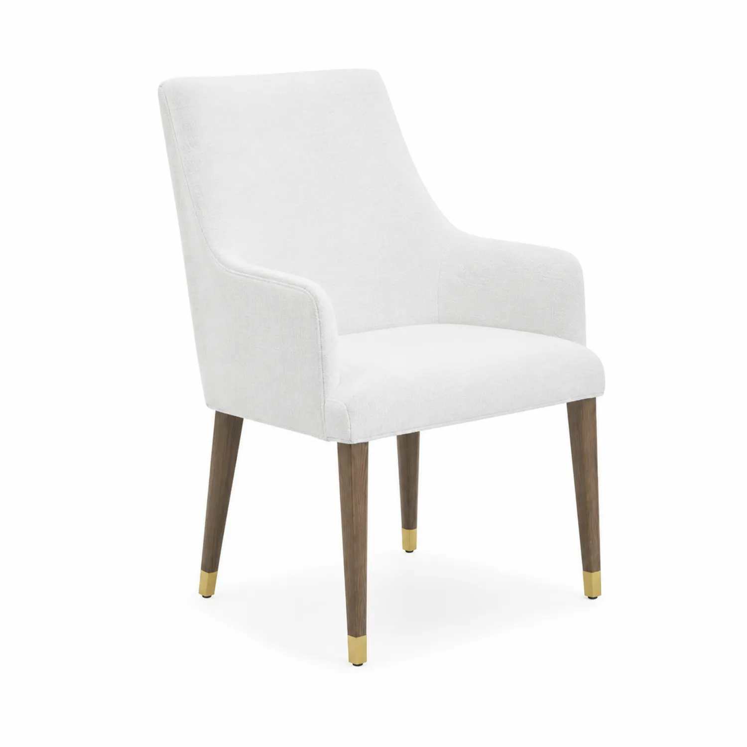 Silla de comedor con brazos tapizada en poliéster y patas de madera 55x60x90 cm