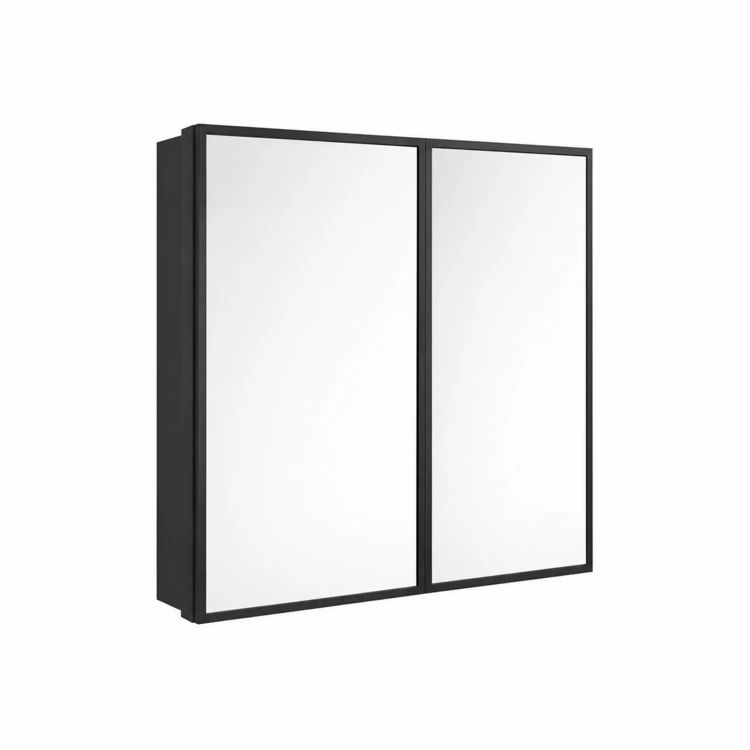 Armario con espejo de MDF y vidrio negro 60x70x15 cm