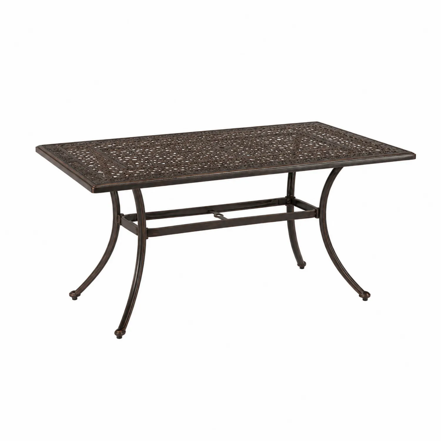 Mesa de comedor de metal para exteriores 150x90 cm Marrón